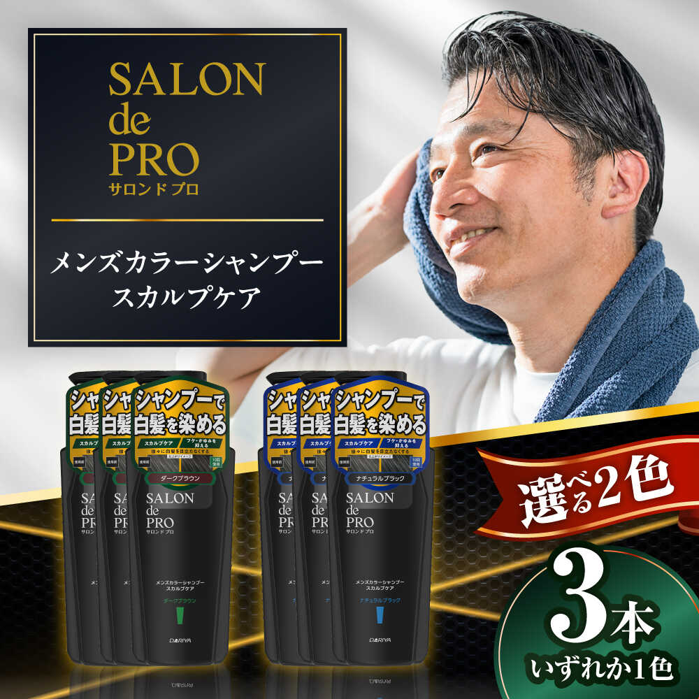 【ふるさと納税】【選べるカラー】ダリヤ サロンドプロ メンズカラーシャンプー スカルプケア 3個セット＜ダークブラウン/ナチュラルブラック＞ / 稲沢市 / 日興商事株式会社[BMBK008]