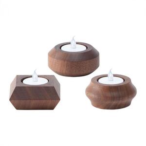 旭川家具　コサイン　キャンドルホルダーPOT・BAUM・SQUAREのセット　ウォルナット_03283