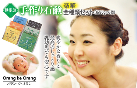 【スピード発送】無添加手作り石鹸 豪華全種類セット 迷ったらコレ！（各80g×6個）