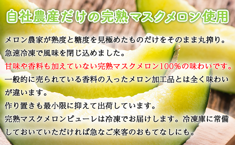 【2回定期便】完熟マスクメロンピューレ 120g×6袋 - JALファーストクラス機内食に採用 果物 くだもの フルーツ めろん 果汁100％ まるごと アイス シャーベット デザート スイーツ 篤農