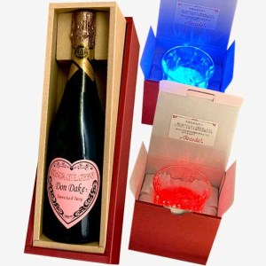 スパークリングワイン(ﾋﾟﾝｸ)DonDake～1本＆光るｸﾞﾗｽBacada!ﾍﾟｱのｾｯﾄ)_B115-005