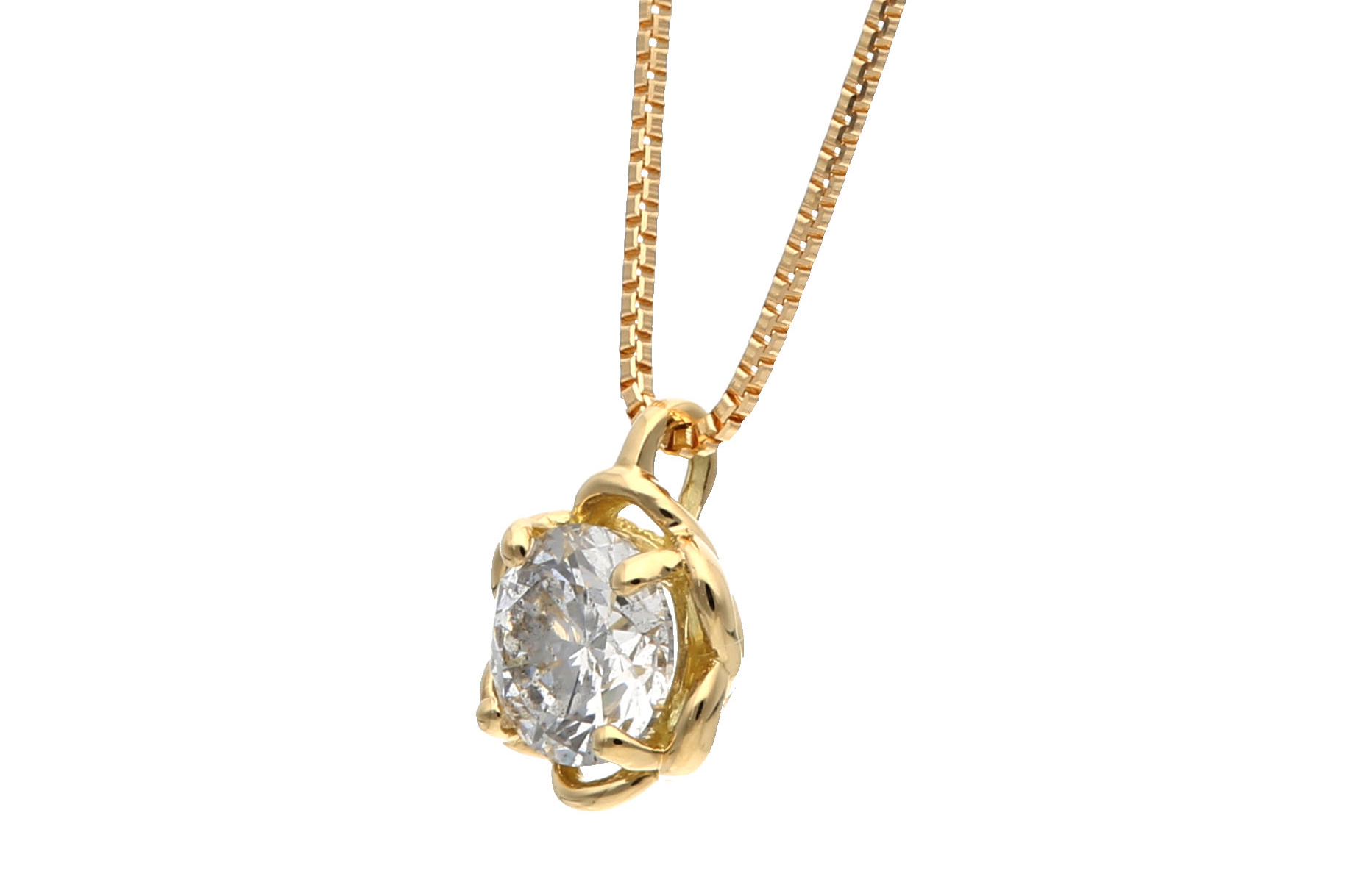 K18（イエローゴールド） ダイヤモンドデザイン枠ネックレス(0.3ct)