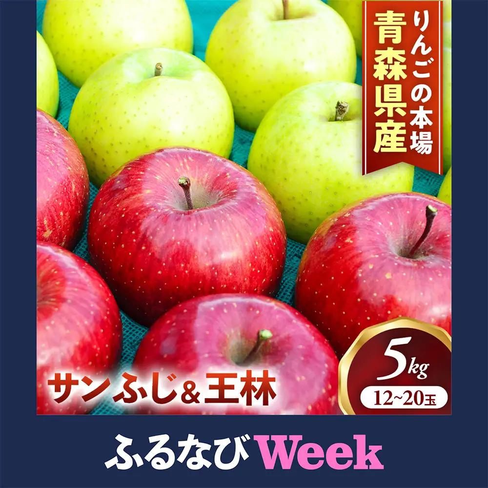 【ふるなびWEEK対象】【詰め合わせ】青森県産りんご サンふじ＆王林 セット 約5kg 11月下旬～ りんご