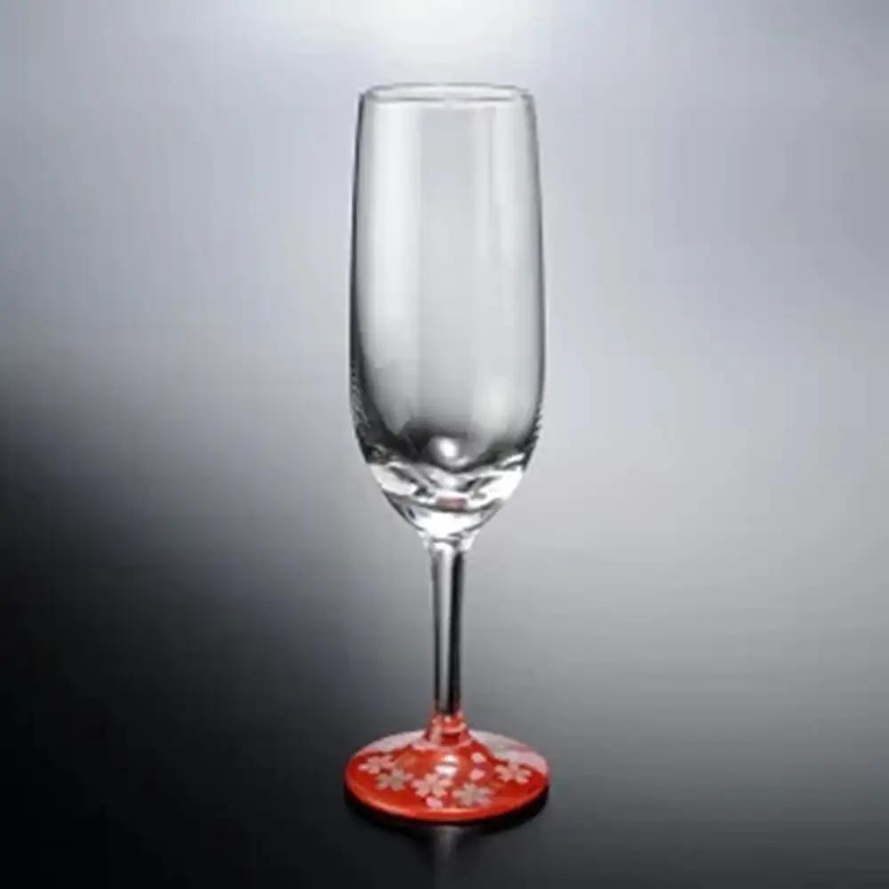 みよし漆器本舗 紀州塗り ぬりもん de Verre トールシャンパン 蒔絵 桜 赤 185ml