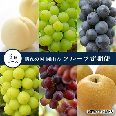 【ふるさと納税】桃 ぶどう 梨 定期便 2026年 先行予約 晴れの国 岡山 の フルーツ 定期便 6回コース もも 葡萄 なし 岡山県産 国産 セット ギフト 白桃 ニューピオーネ シャインマスカット 晴王 紫苑 あたご梨 　お届け：2026年7月上旬〜2026年12月下旬