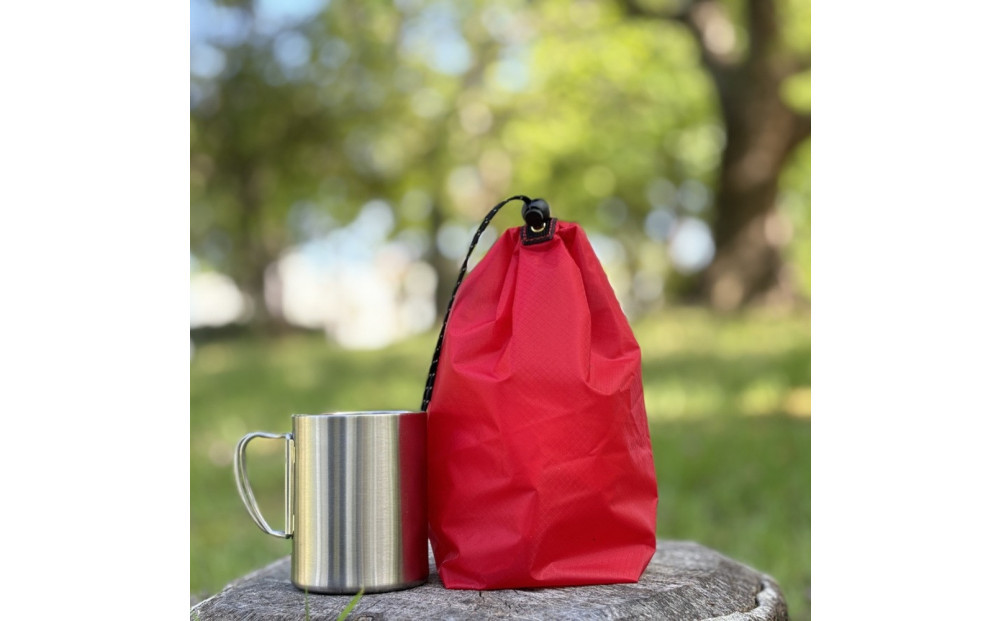 【S 1.5L・赤】　キャンプで大活躍！トイレットペーパーホルダー 小さめナイロン巾着袋 シンプル巾着