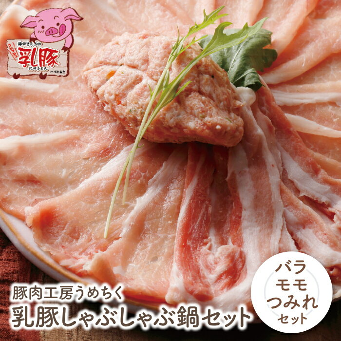 【ふるさと納税】乳豚しゃぶしゃぶ鍋Bセット(バラ・モモ・つみれ) 豚肉工房うめちく 豚 ブランド肉 セット ギフト 国産 送料無料 U04-05-01