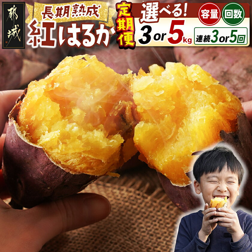 【ふるさと納税】【内容量＆お届け回数が選べる！】都城産 長期熟成紅はるか 定期便 - 都城産さつまいも 熟成紅はるか 選べる内容量 3kg/5kg 選べるお届け回数 3回/5回 長期熟成 スイーツ 送料無料 SKUT-I203【宮崎県都城市】