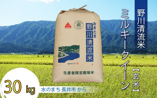 
                  【令和7年産】【特別栽培米】【玄米】野川清流米「ミルキークイーン」30kg(30kg×1袋)_A091(R7)
                