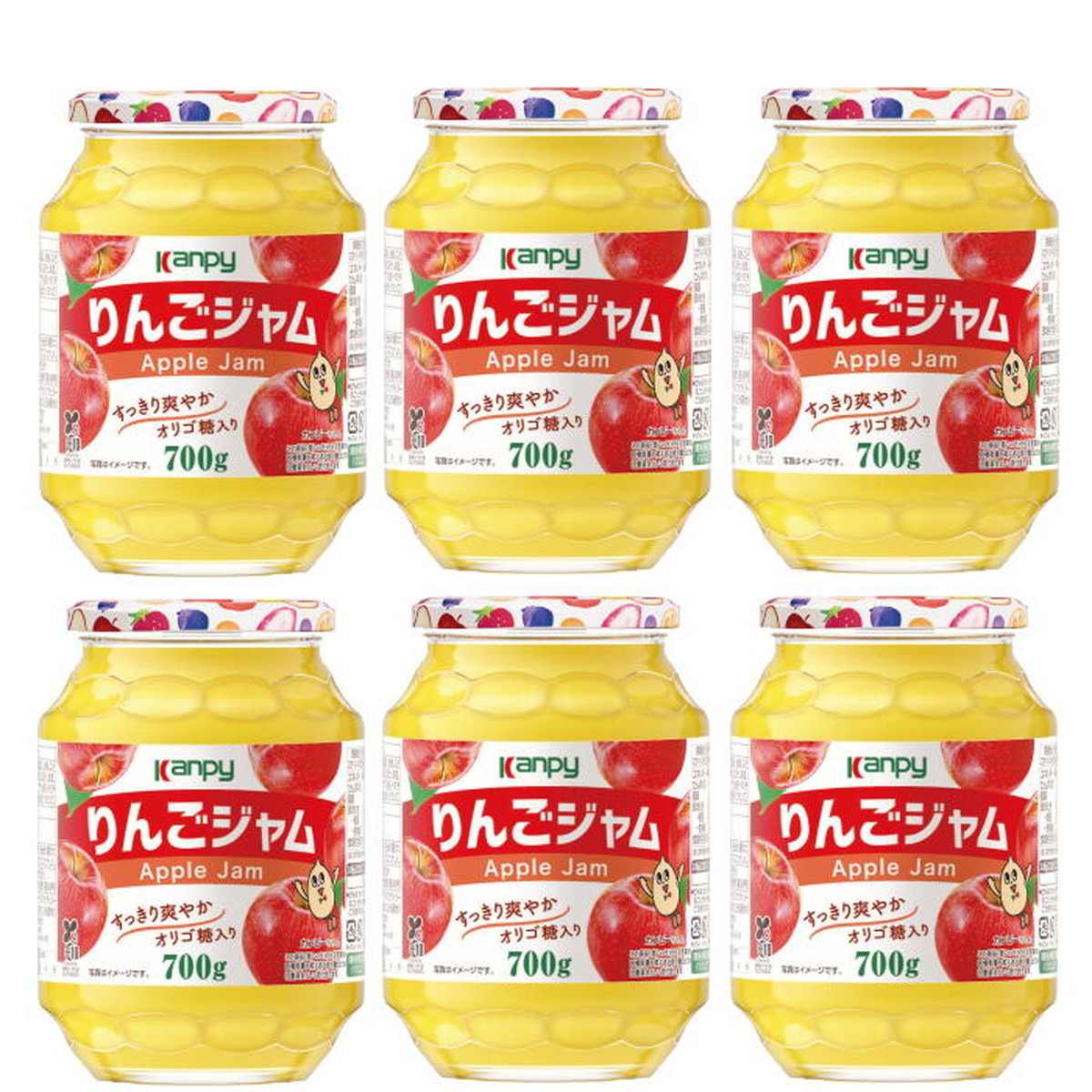 
            カンピー　りんごジャム 700ｇ　1ケース（6本入）　ギフト 朝食 果実ジャム フルーツジャム オリゴ糖配合 トースト ヨーグルト 家族向け まとめ買いに ダイスカット入り アップル りんご
          