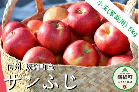 小ささに訳あり サンふじ（小玉）家庭用5kg　※沖縄県への配送不可【令和7年度収穫分】※ 2025年12月中旬頃から2026年1月上旬頃まで順次発送予定　大友農場 エコファーマー認定　長野県飯綱町 [1387]