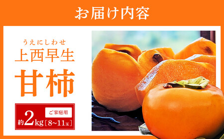 ＼ご家庭用／由布岳を眺める棚田育ちの甘柿『上西早生』 約2kg（8～11玉）【先行予約／数量限定】