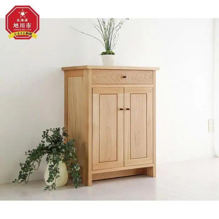 旭川家具　山室家具製作所　プロトNo.621キャビネット60　ナラ 【 国産 無垢 インテリア 木製 収納 ナチュラル キャビネット チェスト リビング ダイニング 北海道 】 _01965