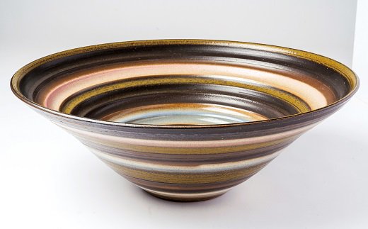 【ふるさと納税】木下窯 炭化掛分鉢 大鉢 置物 インテリア 大皿 皿 陶器 一点もの 和風 和 送料無料