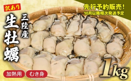 訳あり 生牡蠣 むき身 1kg 500g×2袋 (加熱用) 牡蠣 剥き牡蠣 むき牡蠣 魚貝類 生かき カキ 牡蠣 むき身牡蠣 冷蔵 加熱用 牡蠣フライ 牡蠣飯 鍋 訳アリ 数量限定 期間限定 先行予約 20000円 2万円 三陸産 岩手県 大船渡市