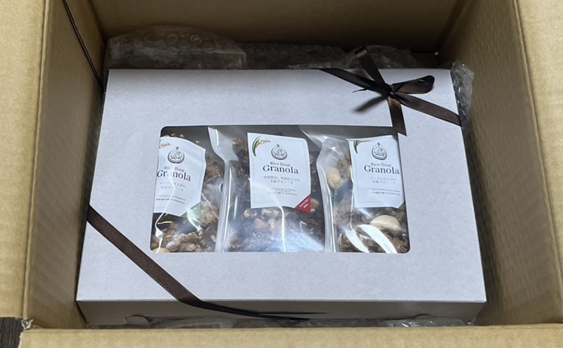 米粉のグラノーラギフトボックス(メープル120g×2個・ココア120g×1個) グラノーラ シリアル 米粉 オートミール グルテンフリー 食物繊維 セット 食べ比べ 袋井市 静岡県