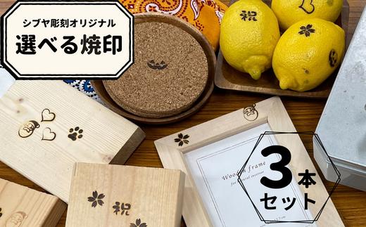 
選べるシブヤ彫刻オリジナル焼印 3本セット｜ 焼印 焼き印 クラフト 東松山
