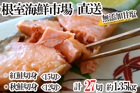 紅鮭切身10切・時鮭切身10切・秋鮭切身10切(計30切、約1.8kg)