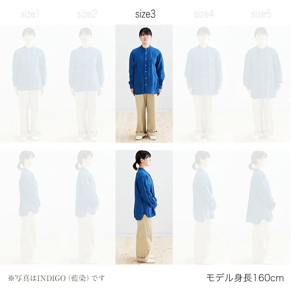 手染めリネン切替シャツ サイズ 3 LIGHT GRAY（薄墨染）　AO026