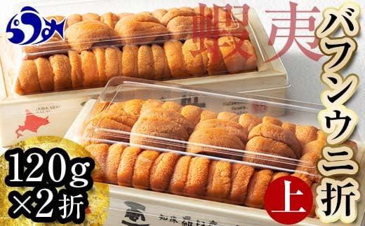 【先行予約/2026年1月より発送】エゾバフンウニ（上）折うに 120g×2枚