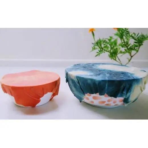 藍染草木染エコラップ2枚セット（S，M) たんがら染、藍×かりやす染セット