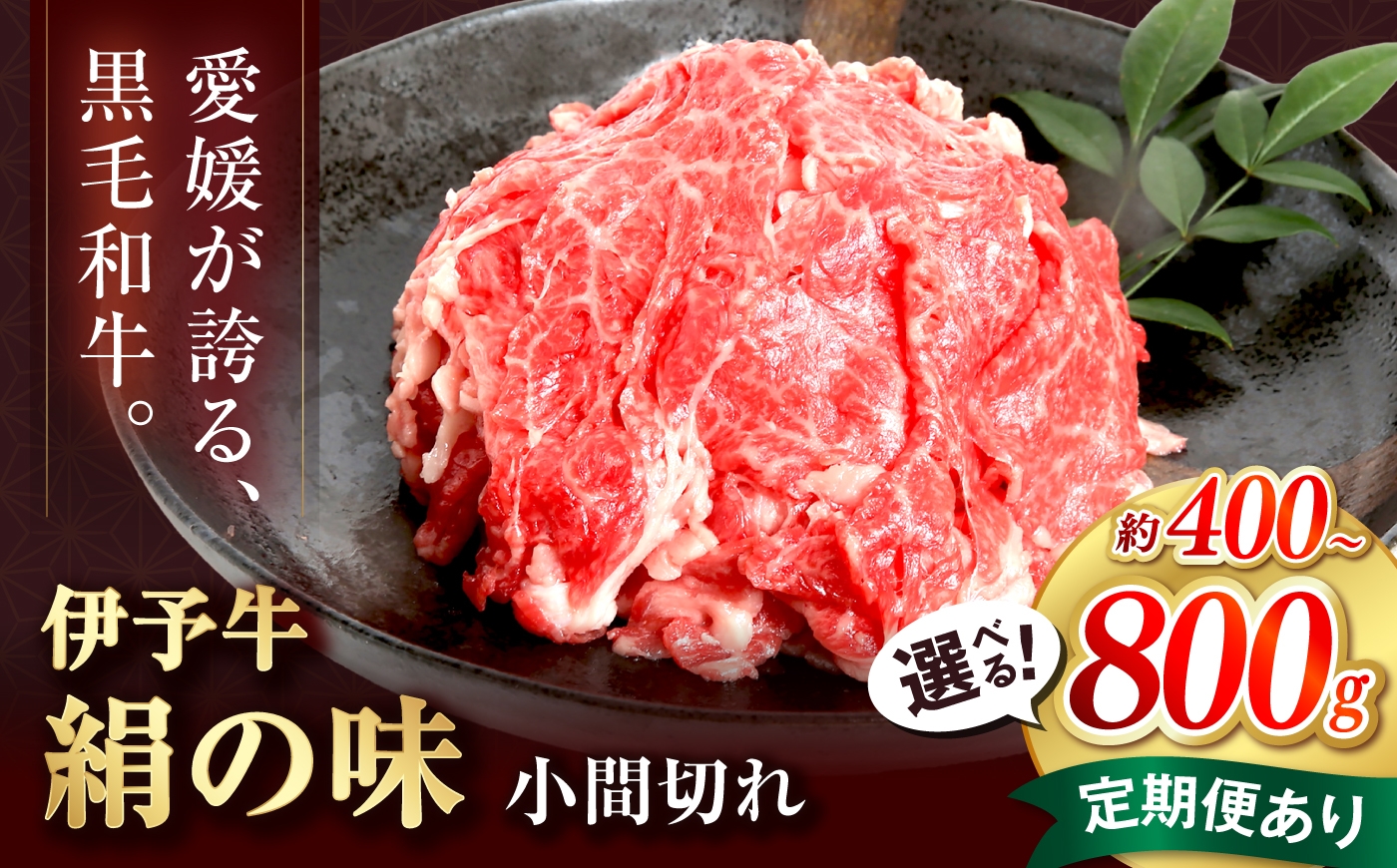 
                  【選べる容量＆配送回数】和牛 伊予牛「絹の味」黒毛和牛小間切れ 400g or 800g / 黒毛和牛 国産牛 和牛 こま切れ 牛肉 肉 牛 にく 伊予牛 おかず すき焼き ブランド牛 絹の味 脂 旨味 牛丼 肉じゃが 炒め物 冷凍 お取り寄せ 霜降り プレゼント ギフト お祝い 人気 おすすめ 贈答 贈り物 内祝い / 愛媛県砥部町/全国農業協同組合連合会愛媛県本部(砥部町) [BJAT002]
                