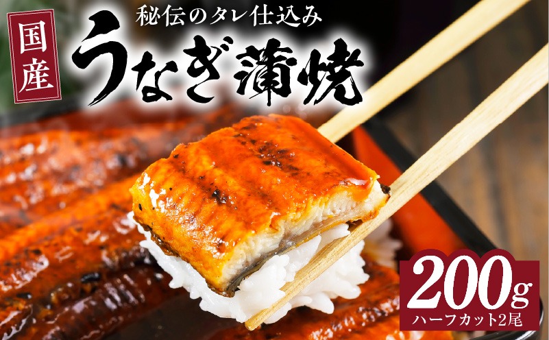 G1848 国産うなぎ ハーフカット 合計 200g 秘伝のたれ 蒲焼 訳あり 鰻 ウナギ 無頭 炭火焼き 備長炭 手焼き