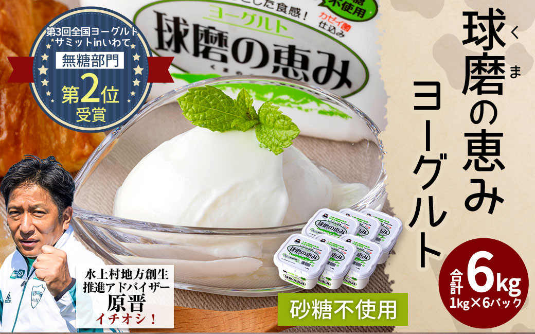 球磨の恵み ヨーグルト (砂糖不使用) 1kg×6パック 計6kg
