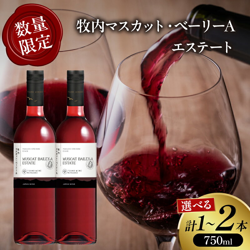 【ふるさと納税】【選べる内容量】 数量限定 牧内マスカット・ベーリーAエステート 1本 or 2本 酒 飲料 アルコール 国産 ぶどう 赤ワイン 辛口 WINE 果実酒 ご褒美 パーティー お祝い 贅沢 記念日 イベント 晩酌 ギフト 贈り物 贈答 プレゼント 宮崎県 都農町 送料無料