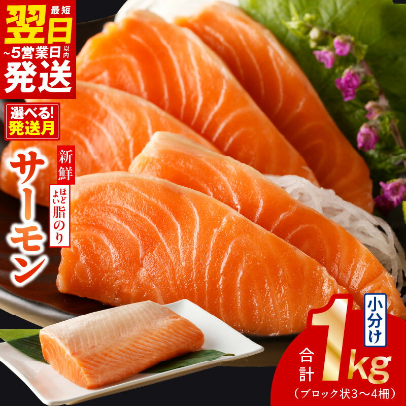 【ふるさと納税】＼最短翌日～5営業日以内発送／ サーモン 1kg 高評価★ 4.57 3-4柵 発送時期が選べる 訳あり サイズ不揃い 鮭 ポーション 小分け ブロック 柵 刺身 海鮮丼 サラダ カルパッチョ ムニエル 骨取り 生食 魚 海鮮 魚介類 冷凍 泉佐野市 送料無料