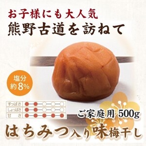 【ご家庭用】紀州南高梅 はちみつ入り味梅 約500g 【US31】【準備でき次第、順次発送】【AS90037-uts050A】