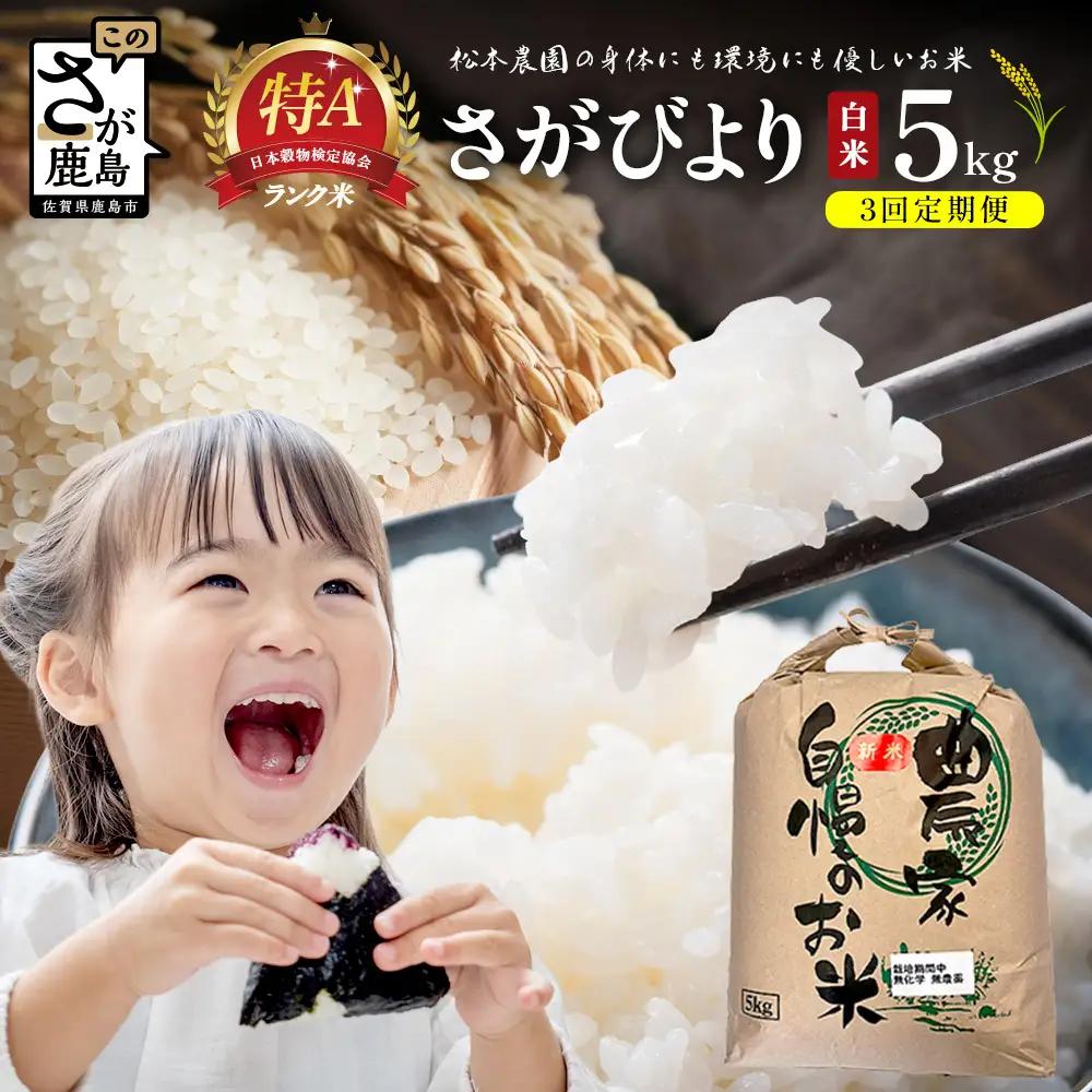 先行受付【3回定期便】令和8年産 新米 さがびより 5kg×3回 計15kg 佐賀県産 特A評価獲得品種 白米 米 お米 こめ 毎月お届け 定期便 佐賀県 鹿島市 F-102
