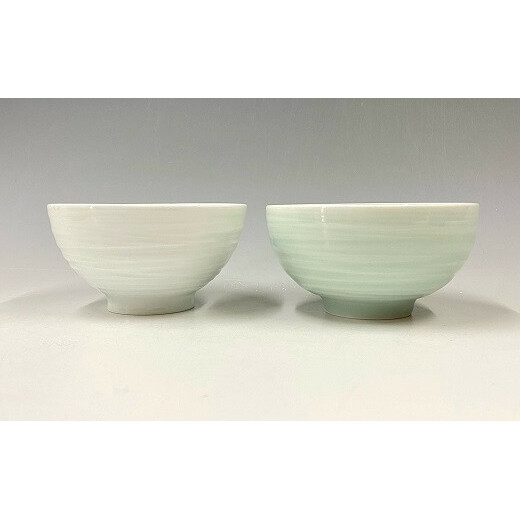 中仙窯 有田焼 白磁・青白磁飯碗セット お茶碗 夫婦茶碗 ペア （中尾純作） A25-271_イメージ2
