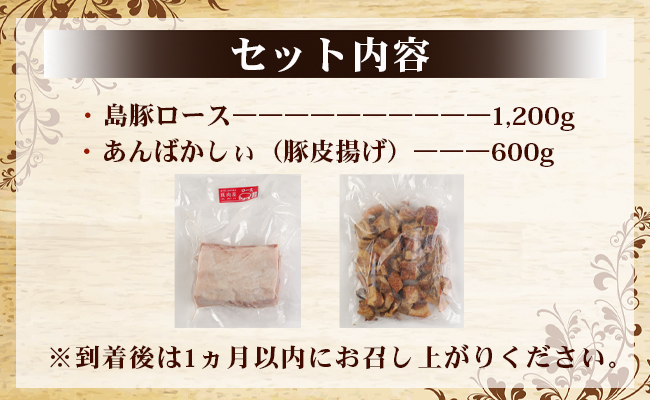 徳之島産 徳之島愛情たっぷり 島豚Bセット【島豚ロース 1.2kg・あんばかしぃ（油かす）750g】計1.95kg 鹿児島県 徳之島 AE-16-N