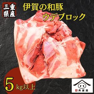 三重県産 伊賀の和豚 ウデブロック 5kg 国産豚肉 煮込み料理 焼き物 炒め物 家庭料理 業務用料理 焼豚 チャーシュー 柔らかく ジューシー豚肉 大容量豚肉 訳あり豚肉[BW100]