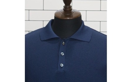 体にやさしいニットポロシャツ ネイビーL 新潟県 五泉市 有限会社桜井メリヤス工場 