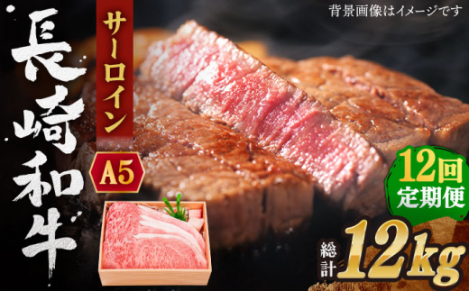 【全12回定期便】長崎和牛 サーロイン ステーキ 総計12.0kg （1.0kg/回）【株式会社 OGAWA】 [QBI014] 牛肉 和牛 焼き肉 バーベキュー / 長崎県 佐々町