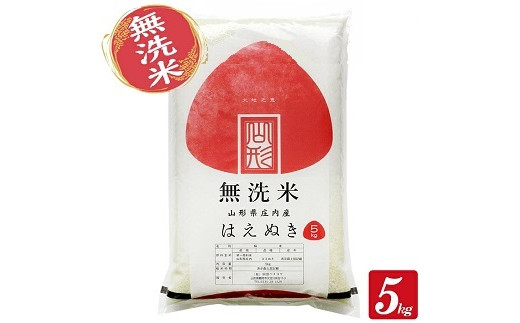 1254R07M10c　無洗米 庄内産はえぬき5kg（令和7年産米）10月下旬