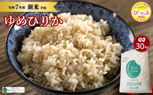 2025年産 先行受付【農業生産法人ノウリエ】北海道産 ゆめぴりか 玄米 30kg【10月から11月上旬発送】米 お米 北海道米 特Aランク 国産 コメ 北海道 比布町 ぴっぷ