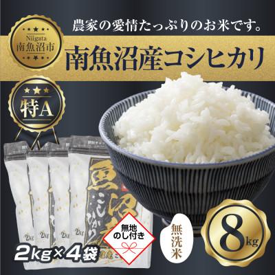 ふるさと納税 南魚沼市 【のし付き】無洗米南魚沼産コシヒカリ2kg×4袋 計8kg(美味しい炊き方ガイド付)