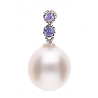 ふるさと納税 神戸市 【水鞠】白蝶真珠(南洋真珠)タンザナイト K18ホワイトゴールド ペンダントトップ