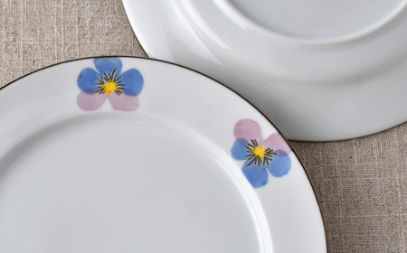 【波佐見焼】パンジー リムプレート M・L各2枚 計4枚セット[QC80]