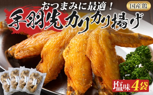手羽先カリカリ揚げ 20本 5本入 4袋 セット 塩味 むなかた鶏 鶏肉 惣菜 おつまみ お取り寄せ グルメ ギフト 鶏家 宗像 国産 唐揚げ から揚げ 揚げ物 おかず 夜食 弁当 福岡