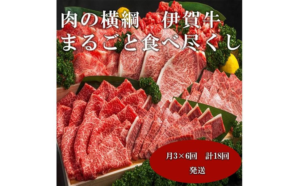 
【月3×6回　計18回発送】肉の横綱　伊賀牛まるごと食べ尽くし
