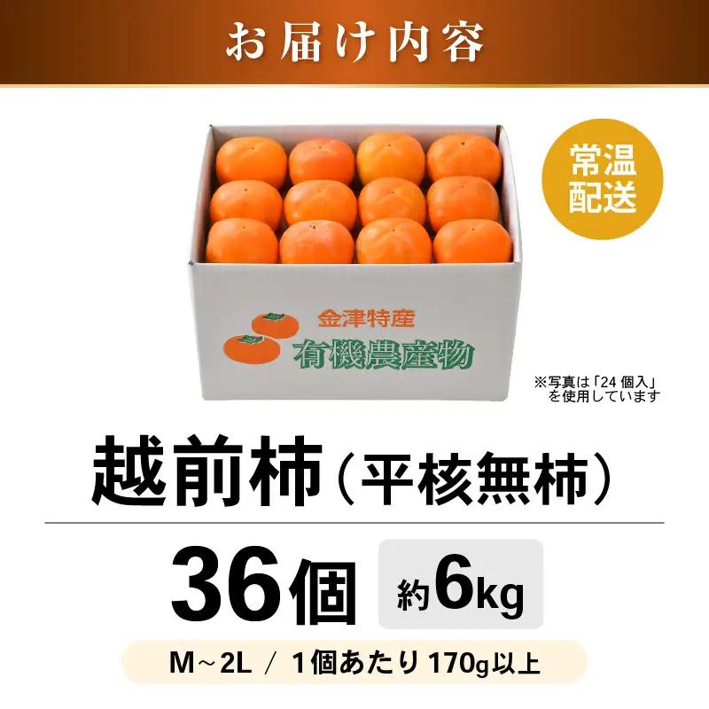 【先行予約】越前柿 36個入 約6kg（M～2L）≪JA受賞歴親子２代≫  ／ 果物 フルーツ 柿 産地直送 期間限定 あわら ※2026年11月上旬より順次発送 [aw061-a002]
