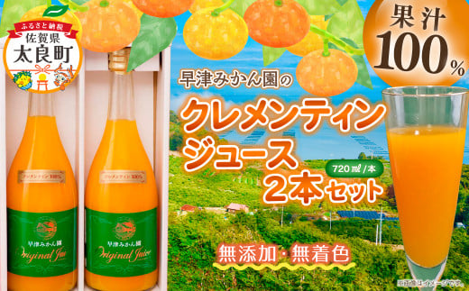 【数量限定】クレメンティンジュース 720ml 2本セット みかん 柑橘 フルーツ ジュース 早津みかん園 佐賀県 太良町 ND13