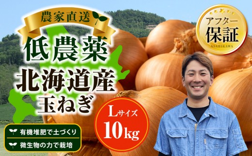【先行予約】農家直送 低農薬 旭川産 玉ねぎＬサイズ10kg(2026年9月発送開始予定)_06552