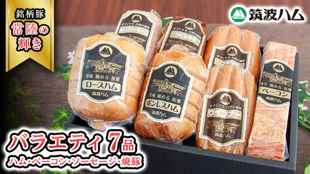 《 12/20入金分まで 年内 にお届け 》 筑波ハム バラエティ ブロック 7品 ( ハム ベーコン ソーセージ 焼豚 ) 『常陸の輝き』 茨城県産 ブランド豚 銘柄豚 ( 茨城県共通返礼品 ) ロースハム ボンレスハム フランク ウィンナー 豚 ポーク ステーキ 肉 お肉 [EN005sa]