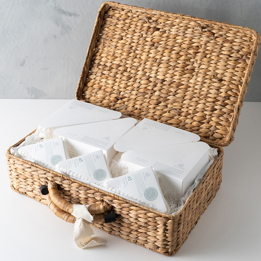 ＜Shinko Towel＞fais dodo出産準備ファーストタオル8点セット／PUFF（かごトランク入）