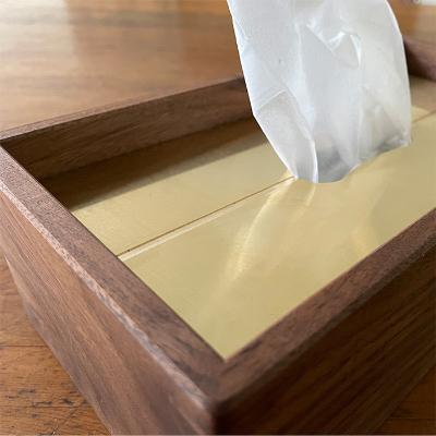 ふるさと納税 瑞浪市 金属加工職人と木工職人が作り上げるティッシュボックス【ウォルナット材×真鍮】 |  | 03